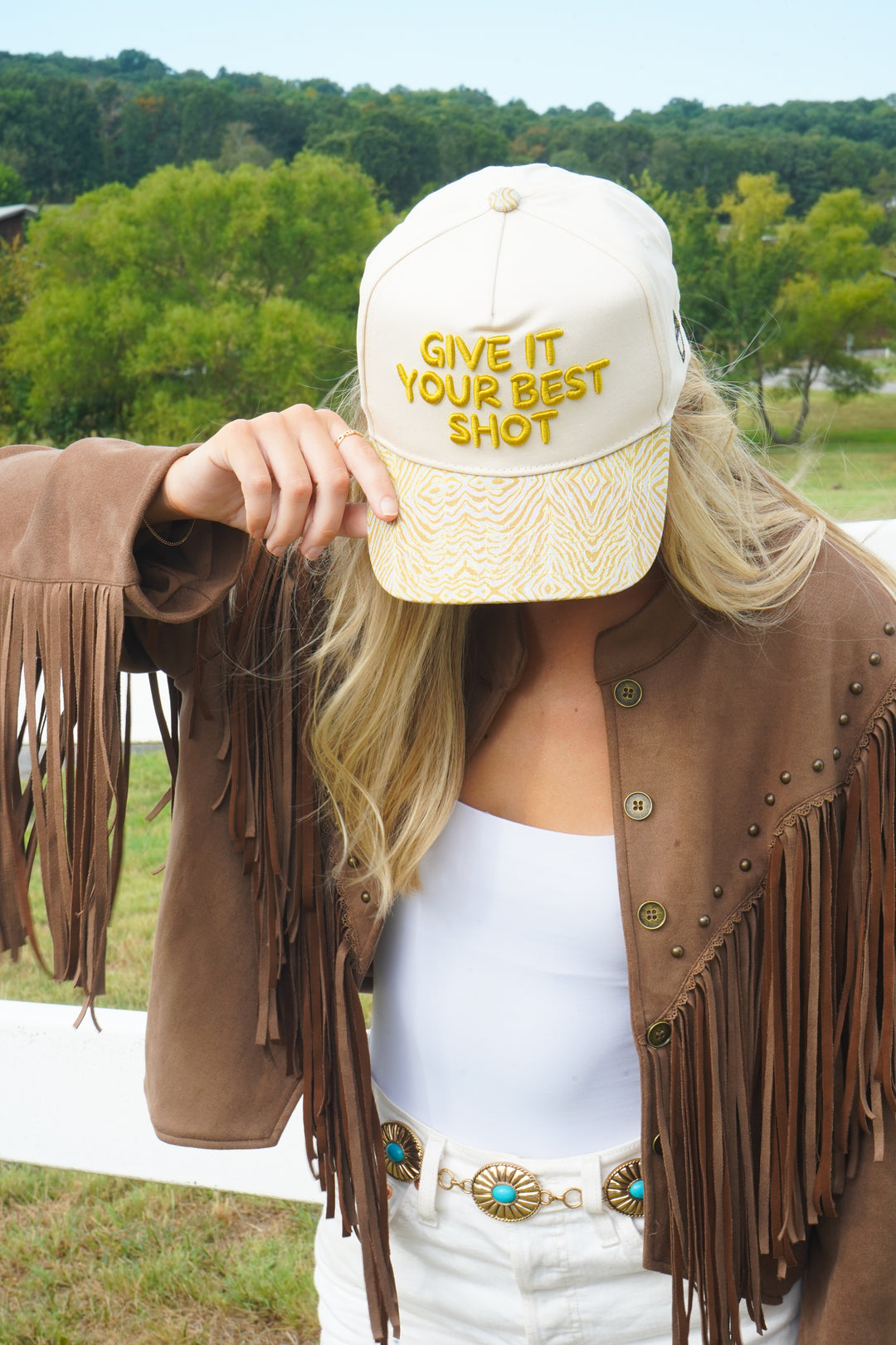 Give It Your Best Shot - Chartreuse Zebra Trucker Hat