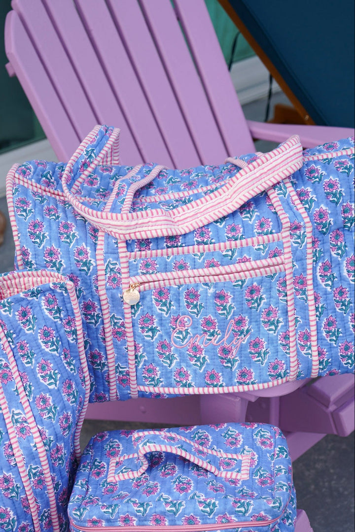 Quilted Block-Print Duffel Bag