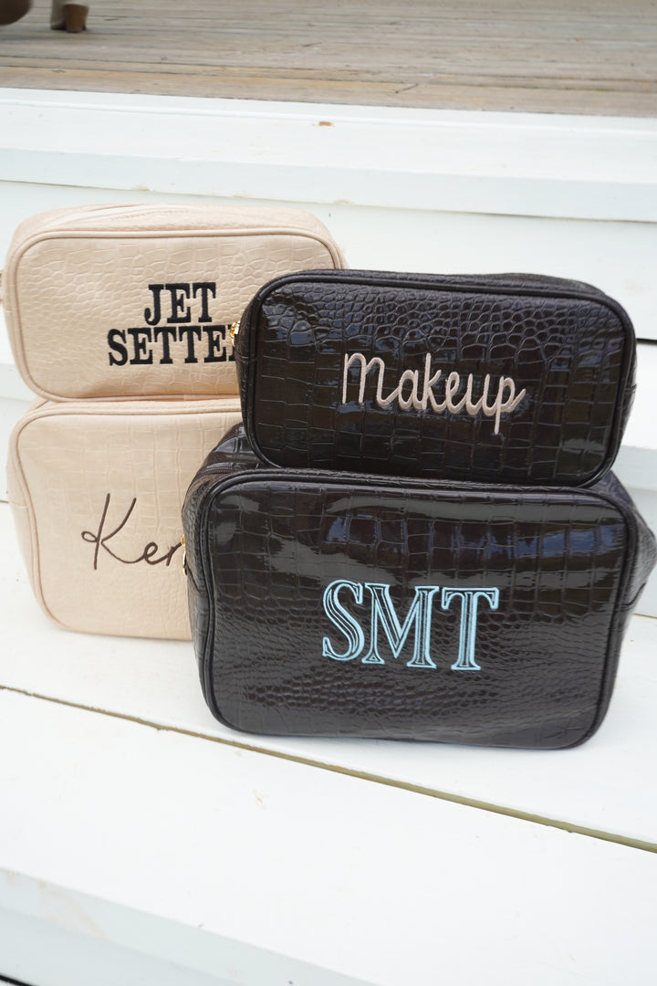 Crocodile Faux Leather Makeup Bag Collection