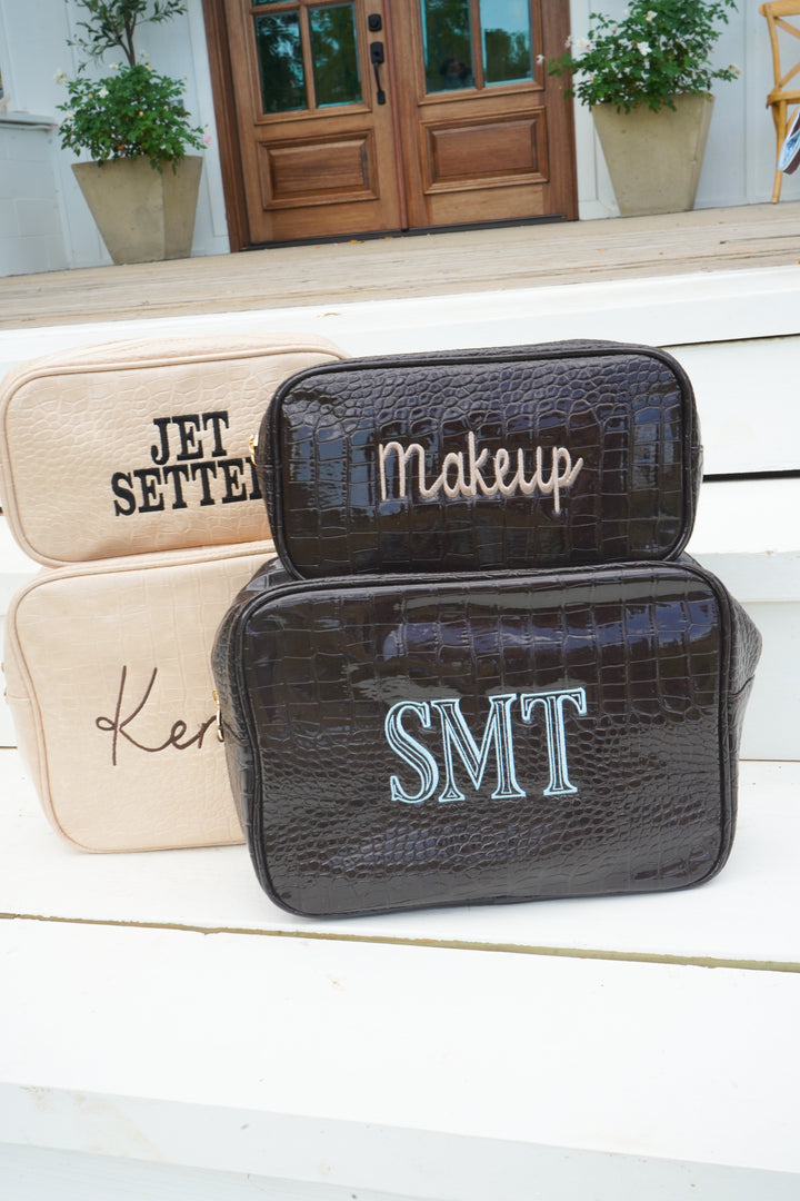 Crocodile Faux Leather Makeup Bag Collection
