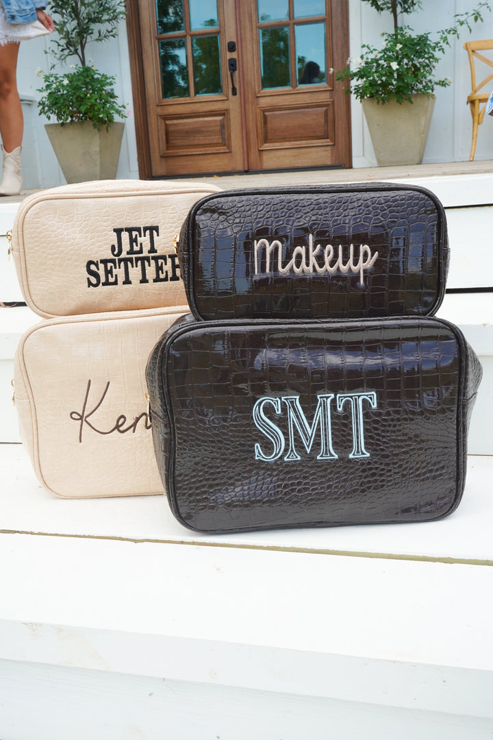 Crocodile Faux Leather Makeup Bag Collection