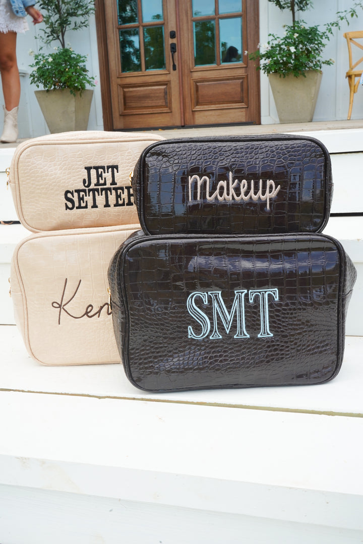 Crocodile Faux Leather Makeup Bag Collection