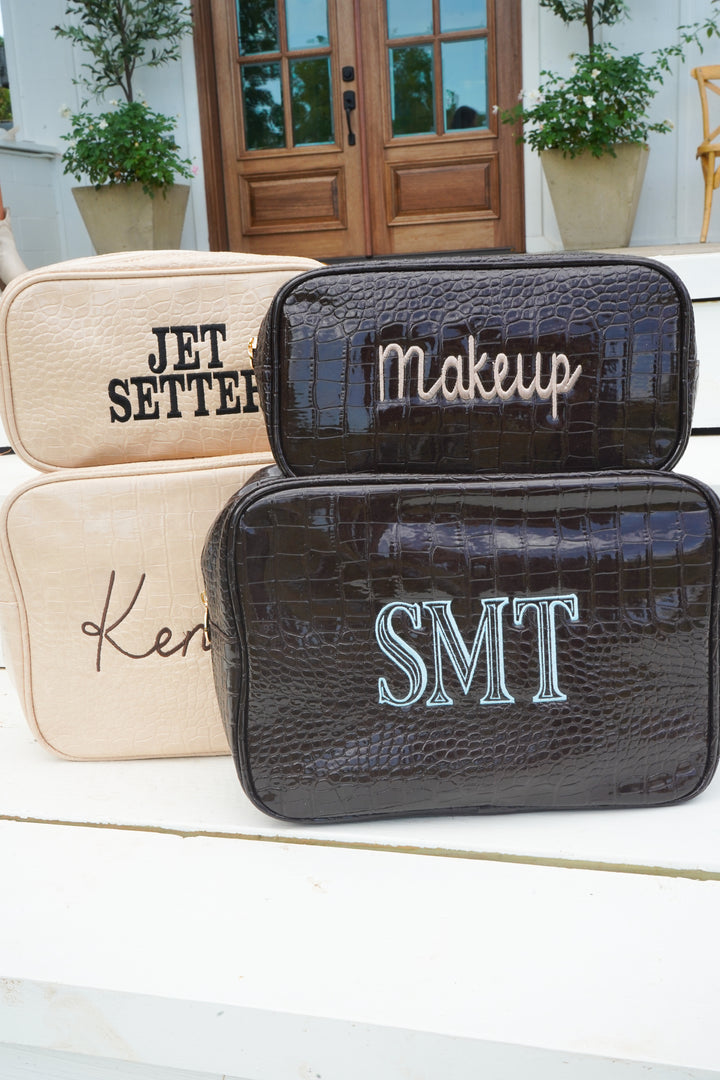 Crocodile Faux Leather Makeup Bag Collection