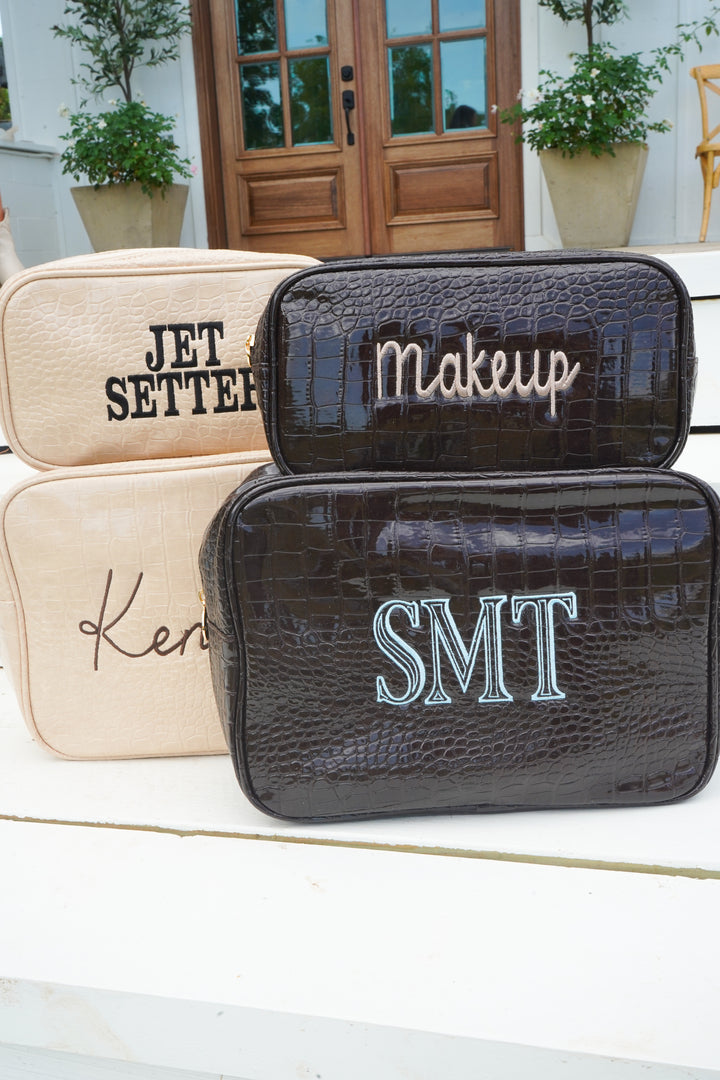 Crocodile Faux Leather Makeup Bag Collection