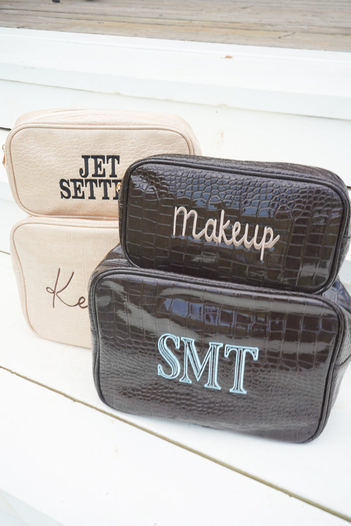 Crocodile Faux Leather Makeup Bag Collection