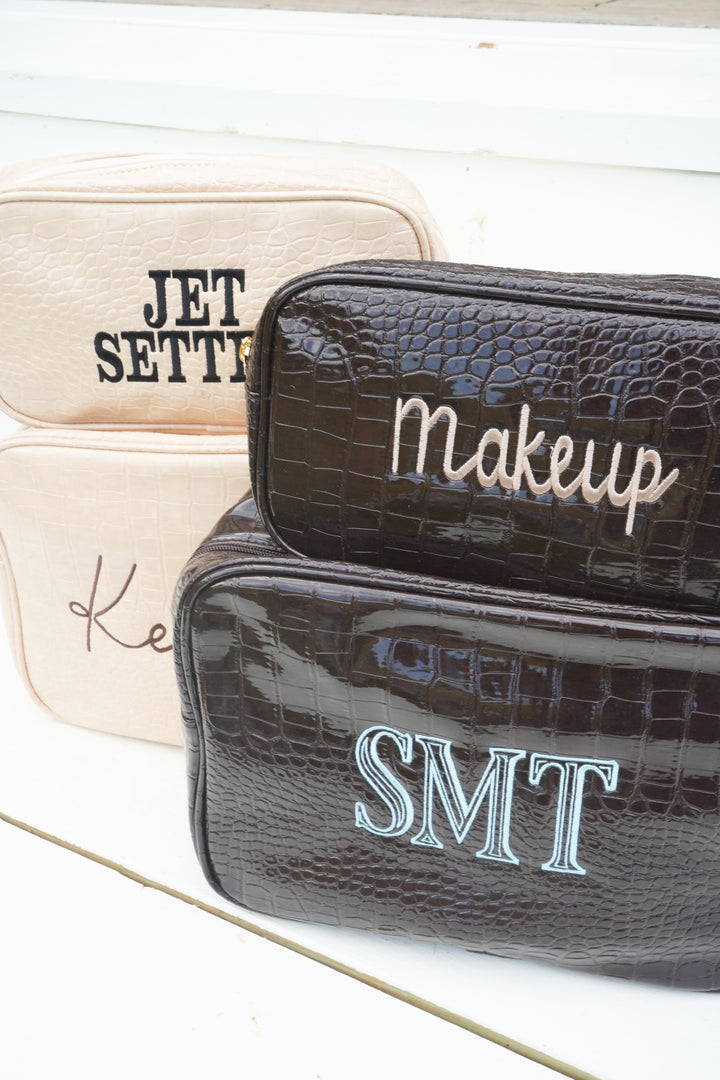 Crocodile Faux Leather Makeup Bag Collection