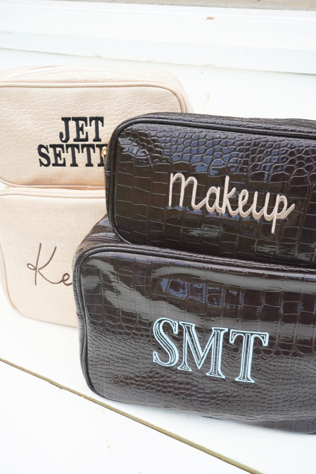 Crocodile Faux Leather Makeup Bag Collection