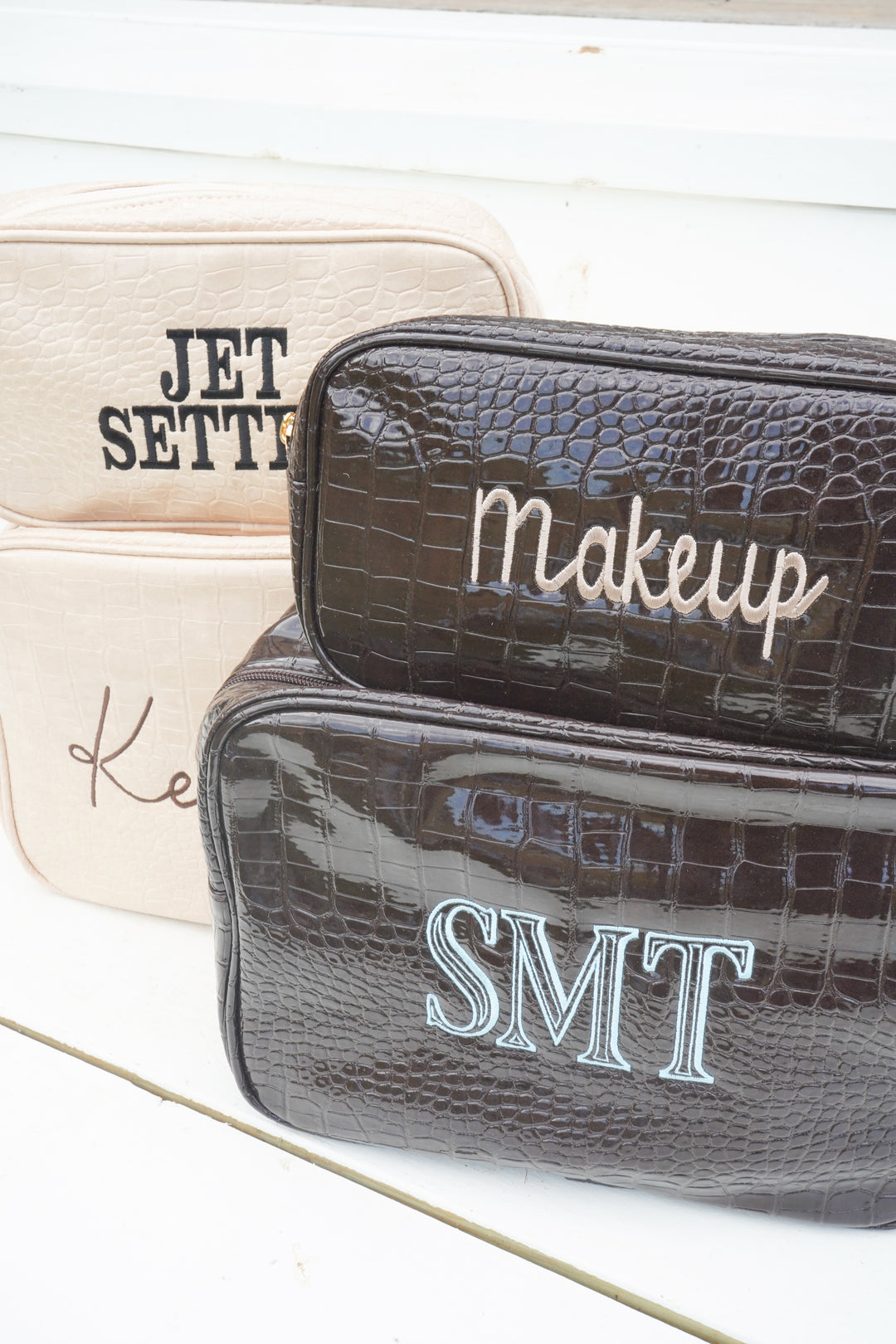 Crocodile Faux Leather Makeup Bag Collection