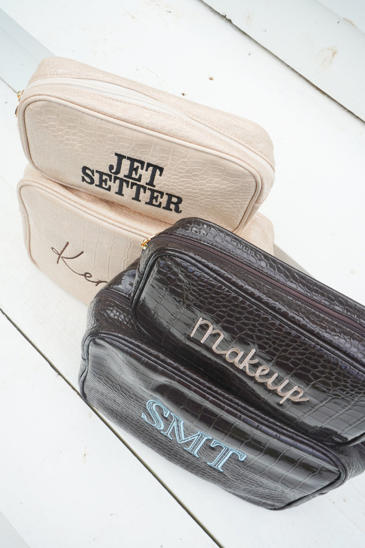 Crocodile Faux Leather Makeup Bag Collection