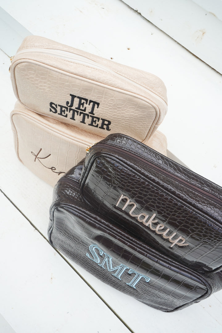 Crocodile Faux Leather Makeup Bag Collection