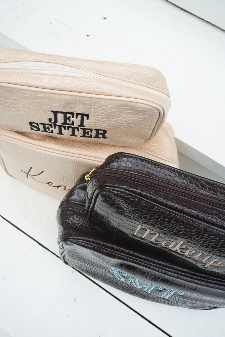 Crocodile Faux Leather Makeup Bag Collection