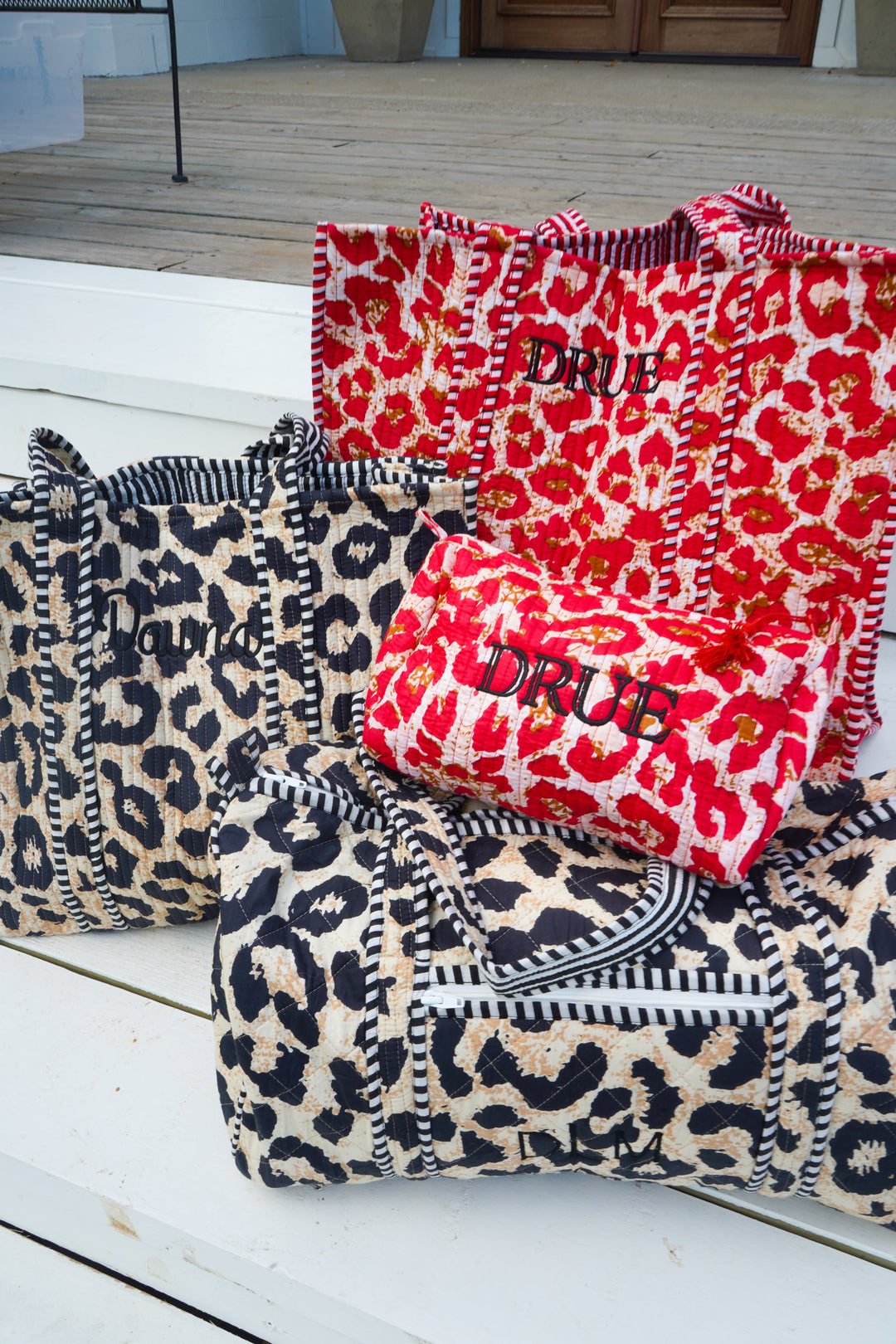 Leopard quilted makeup bag