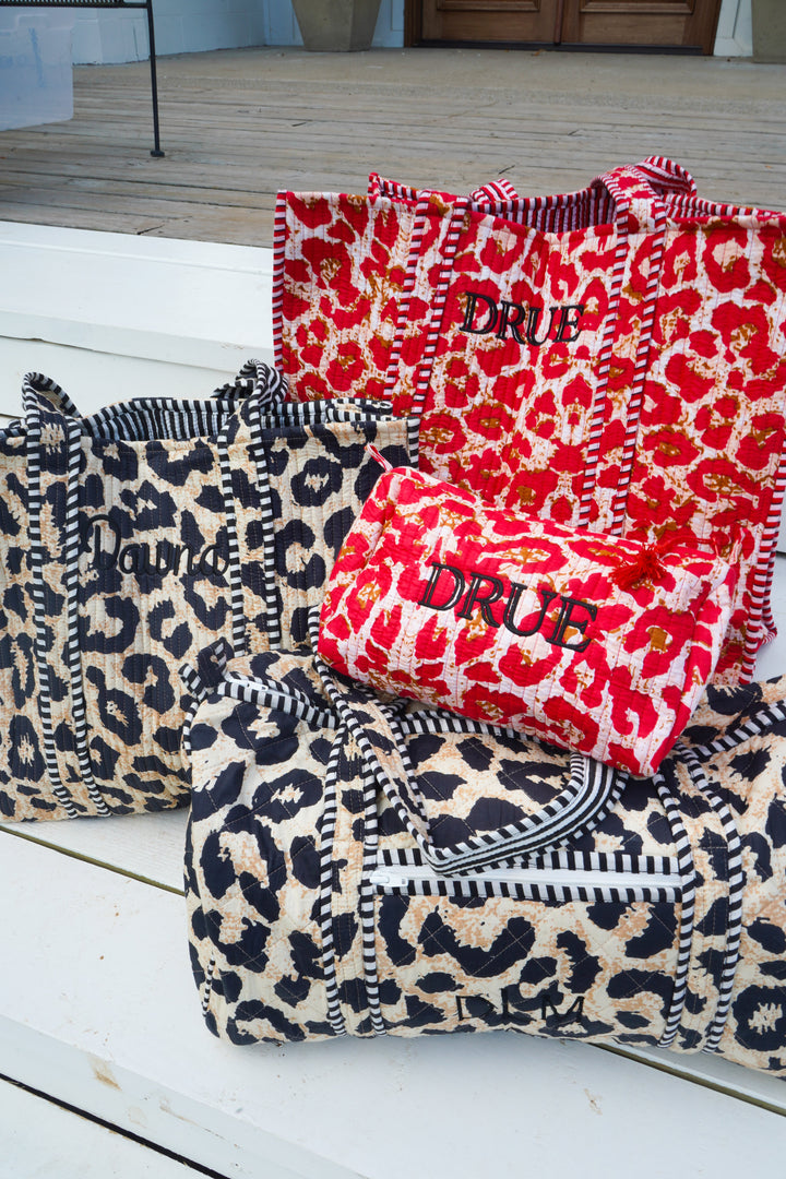 Leopard quilted duffel bag