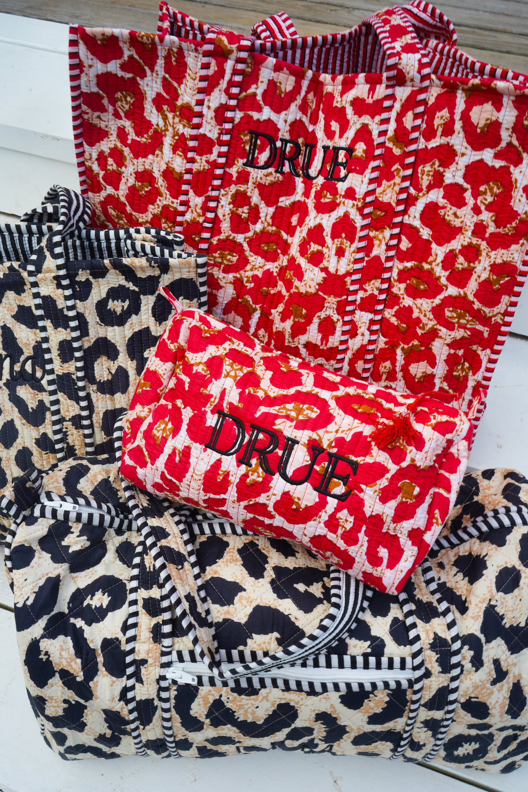 Leopard quilted duffel bag
