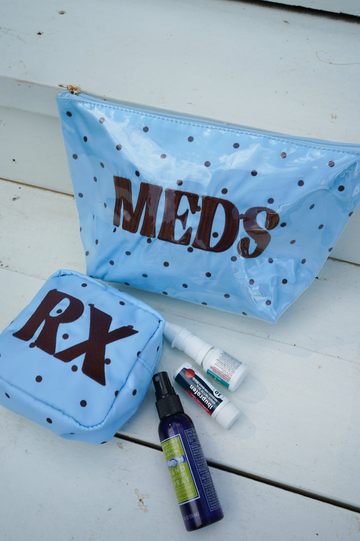 RX - Baby Blue &amp; Brown Polka Dot Mini