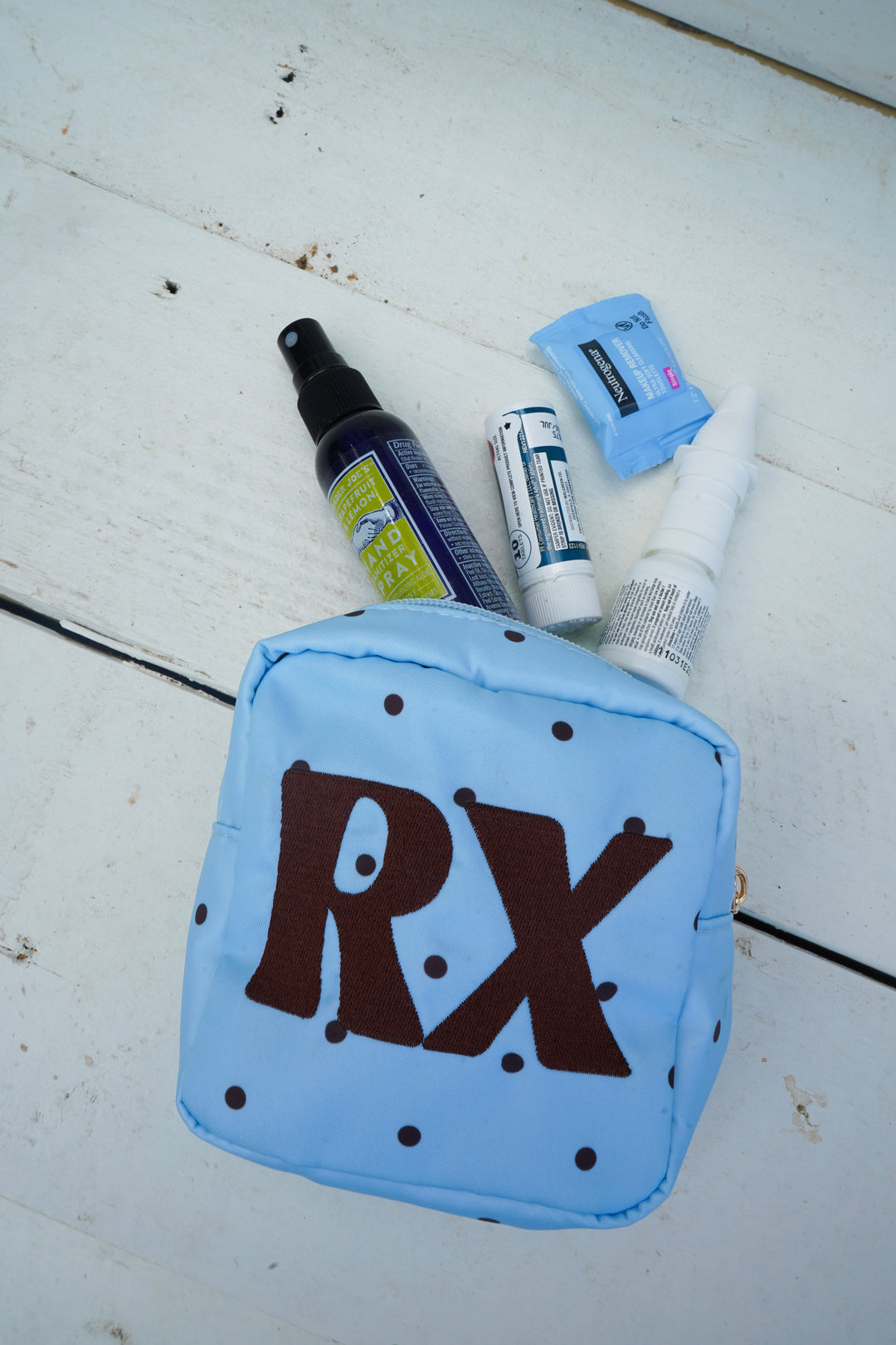 RX - Baby Blue &amp; Brown Polka Dot Mini