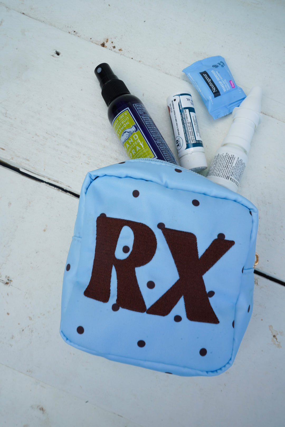 RX - Baby Blue &amp; Brown Polka Dot Mini