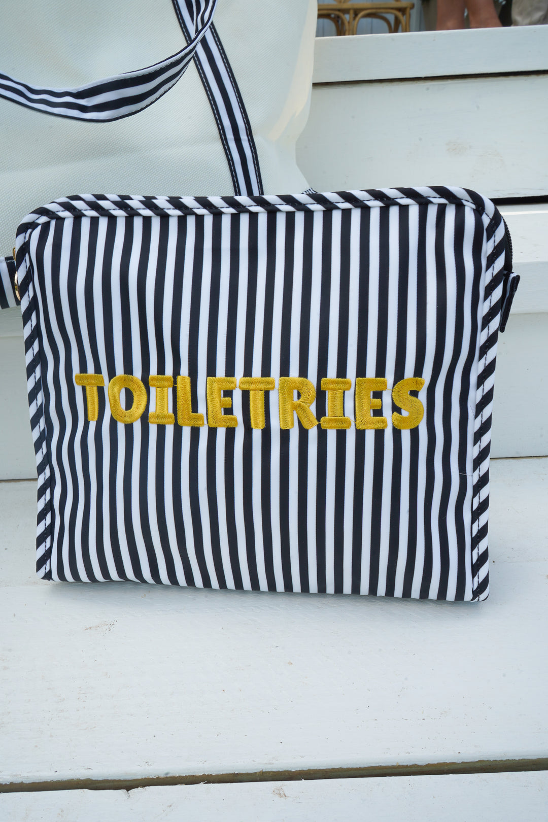 Toiletries - Black &amp; White Stripe Travel Pouch