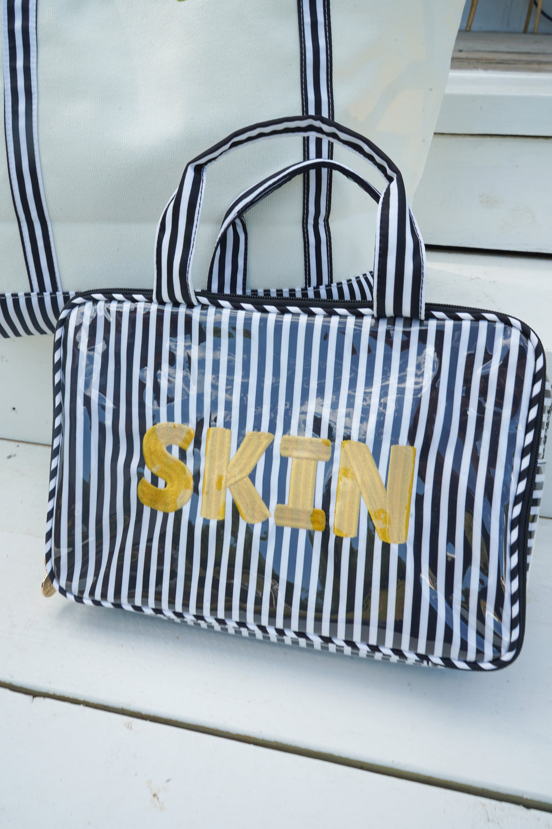 Skin - Striped Clear Coat Toiletry Case