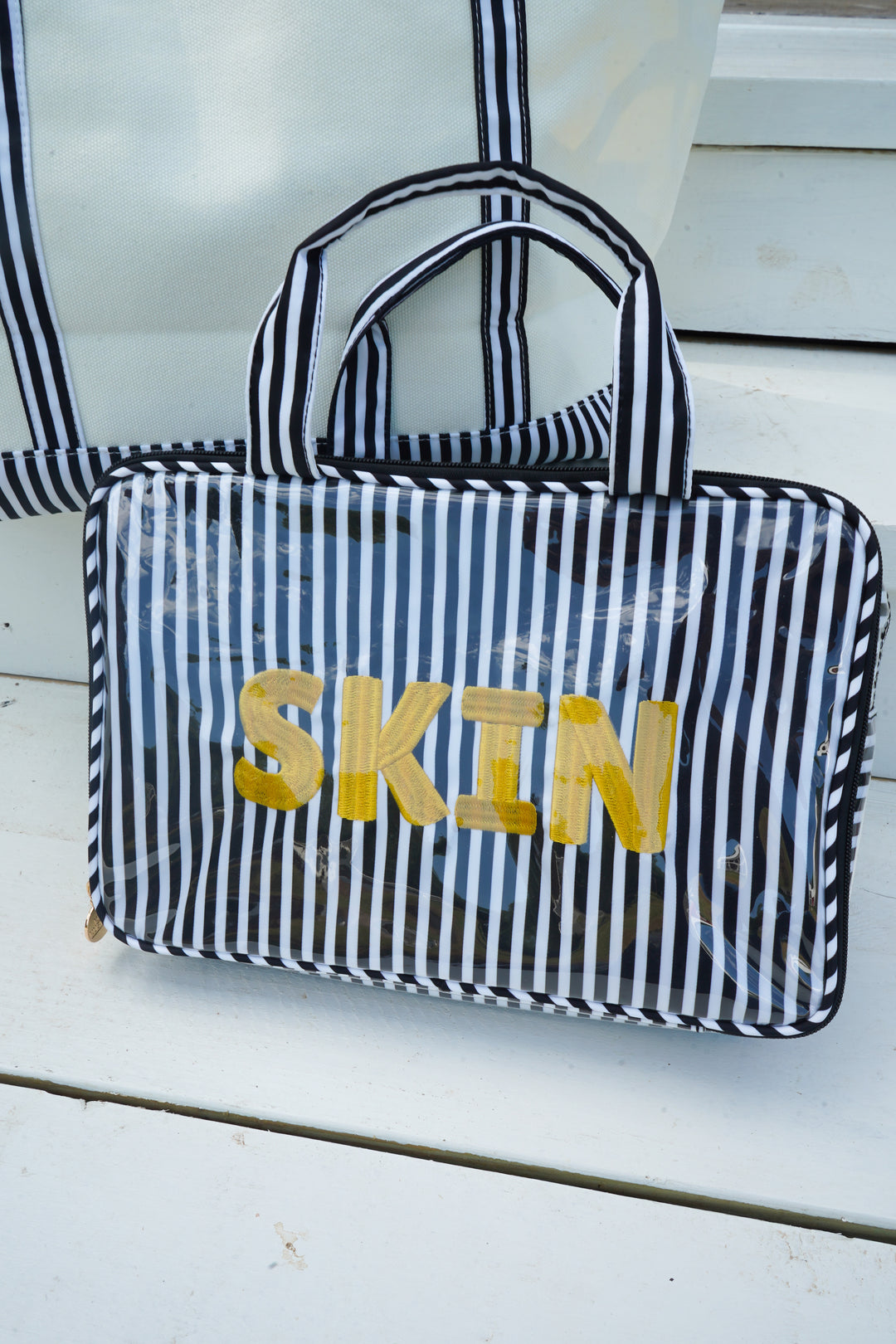 Skin - Striped Clear Coat Toiletry Case