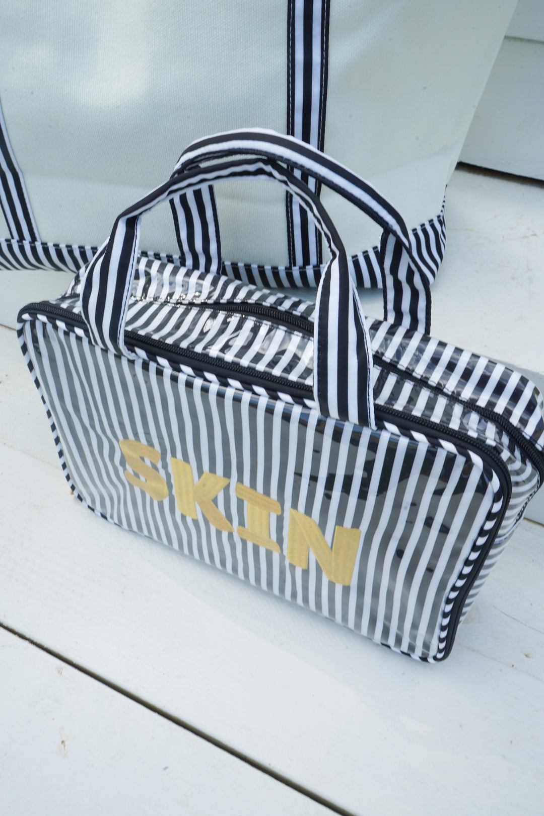 Skin - Striped Clear Coat Toiletry Case