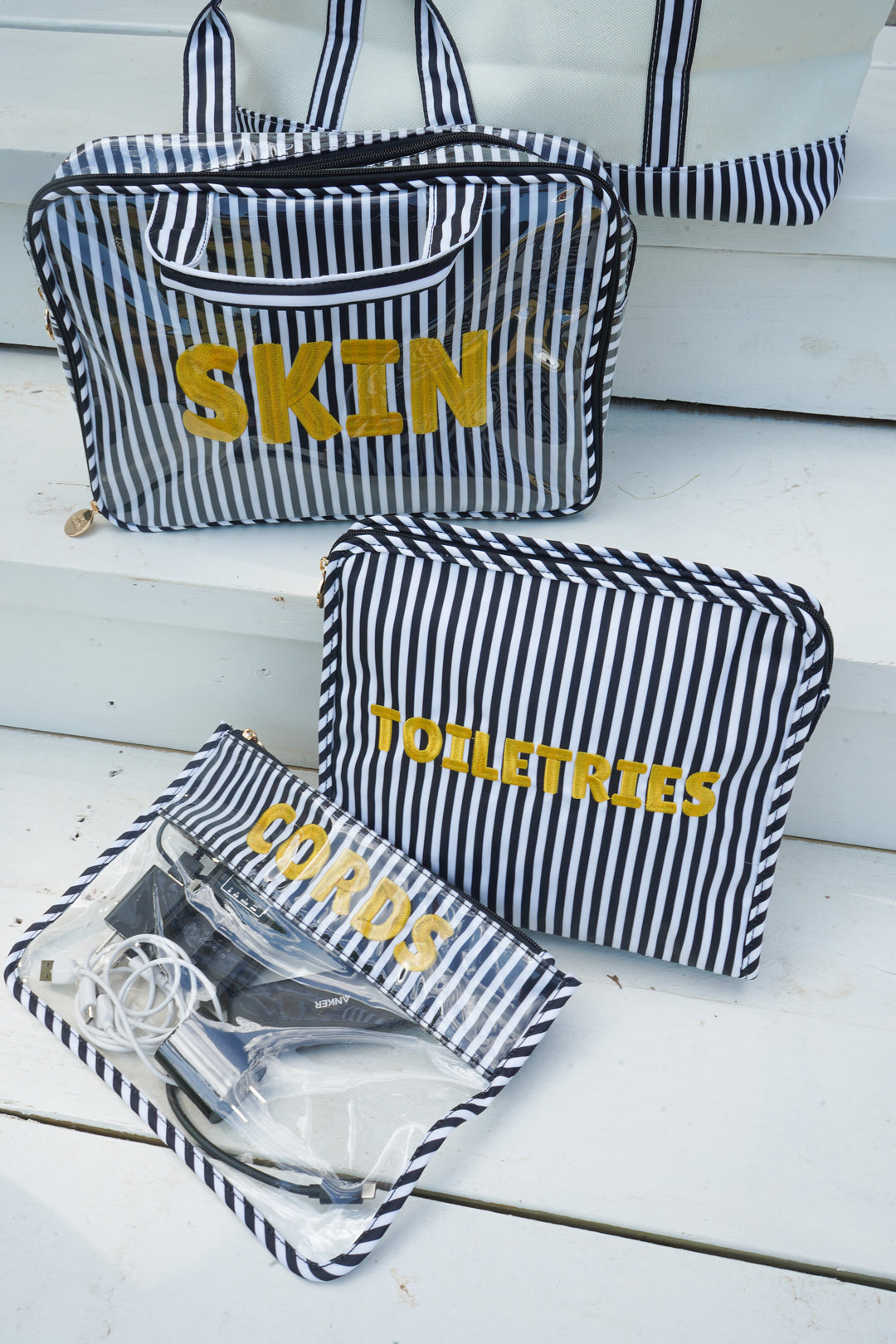 Skin - Striped Clear Coat Toiletry Case