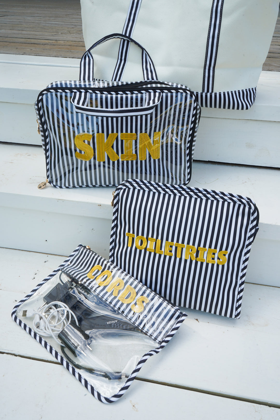 Skin - Striped Clear Coat Toiletry Case
