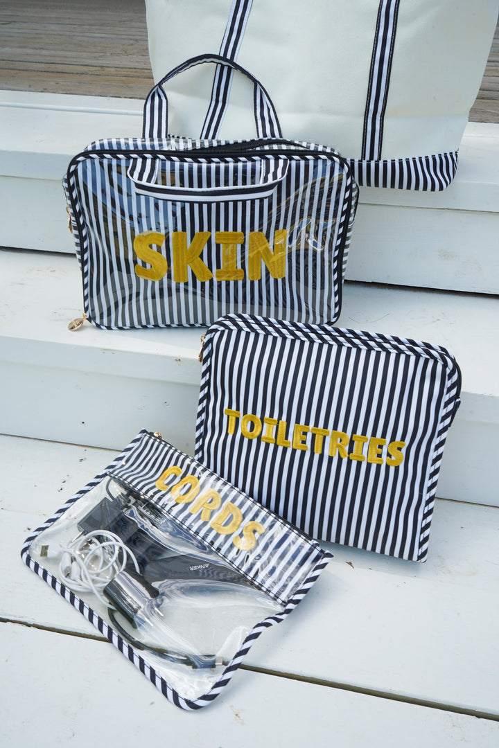 Skin - Striped Clear Coat Toiletry Case