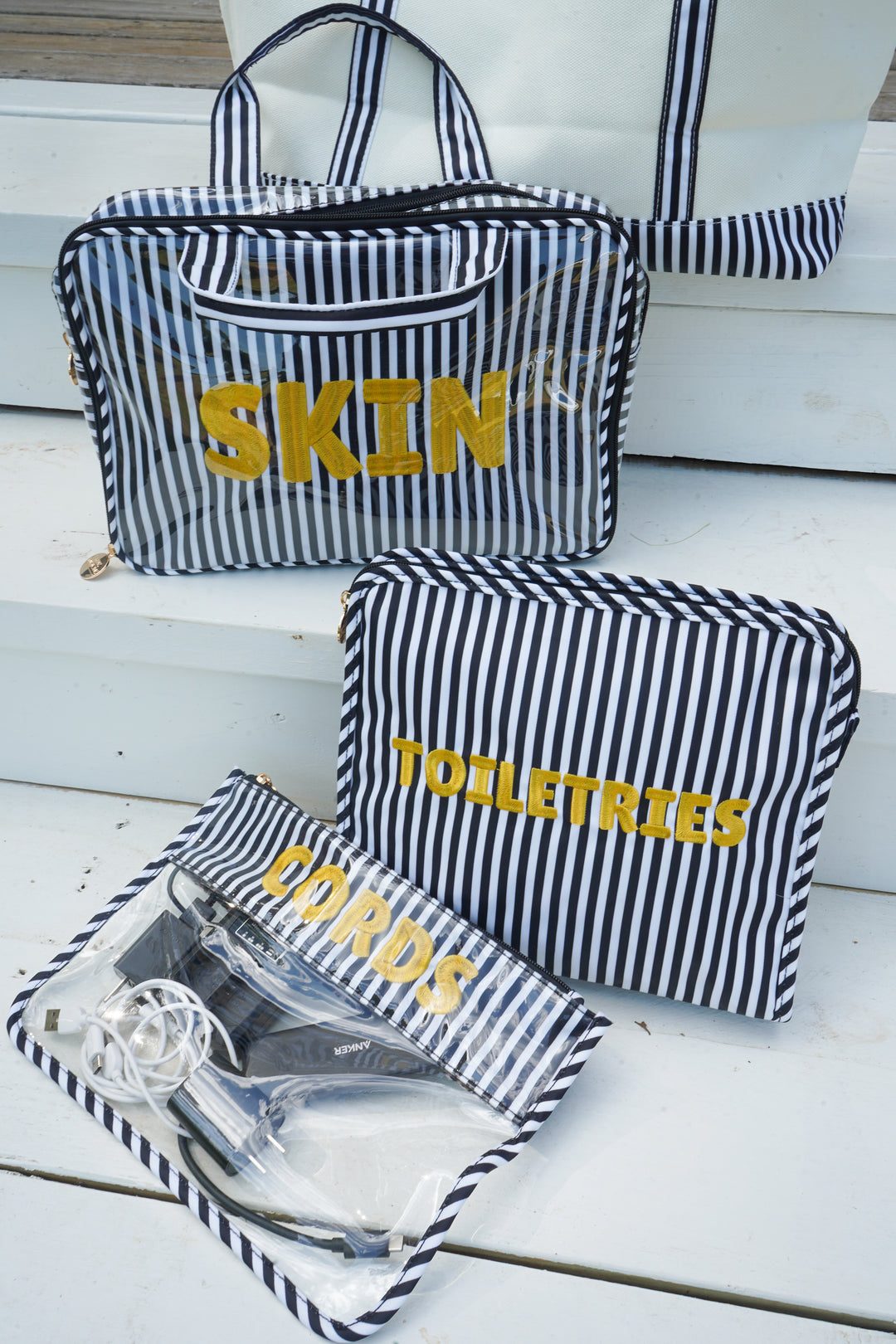 Skin - Striped Clear Coat Toiletry Case