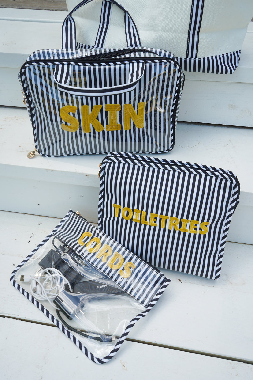 Skin - Striped Clear Coat Toiletry Case