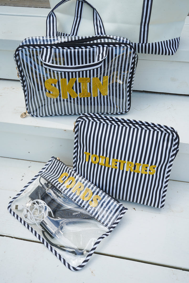 Skin - Striped Clear Coat Toiletry Case