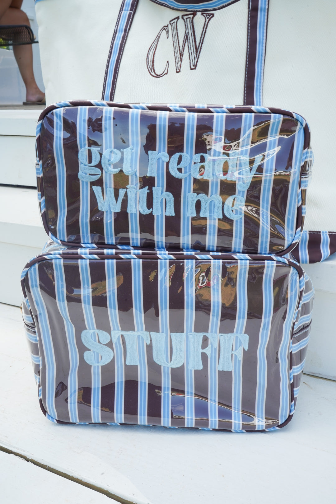 Get Ready With Me - Chocolate Stripes Large Bag