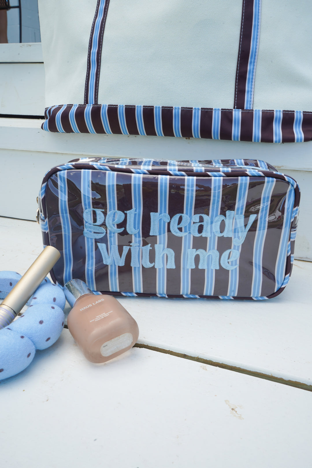 Get Ready With Me - Chocolate Stripes Large Bag