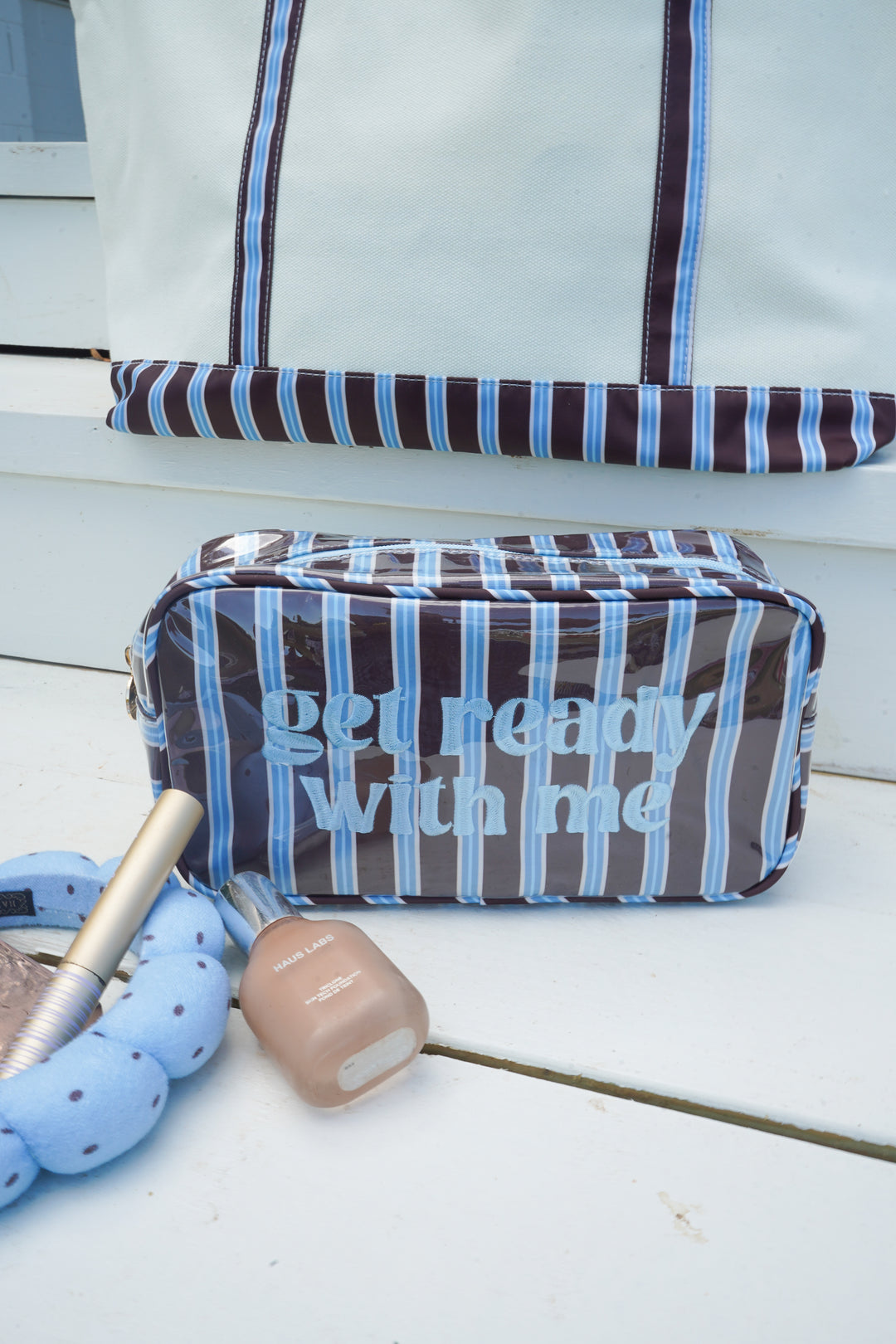 Get Ready With Me - Chocolate Stripes Large Bag