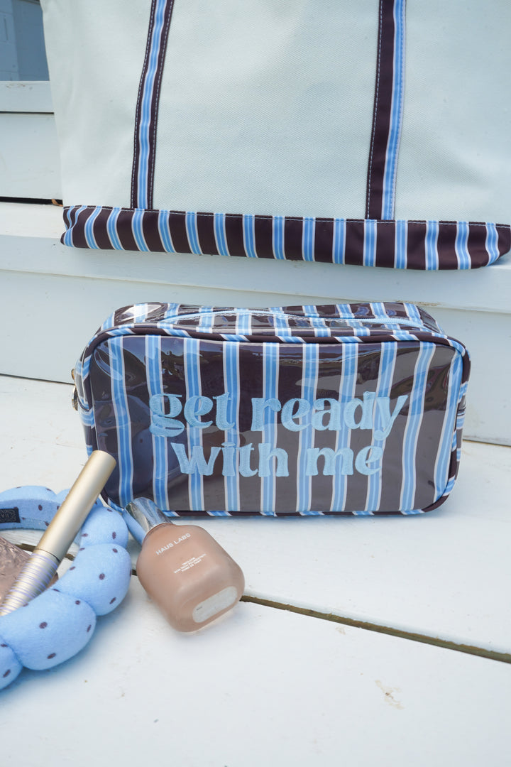 Get Ready With Me - Chocolate Stripes Large Bag
