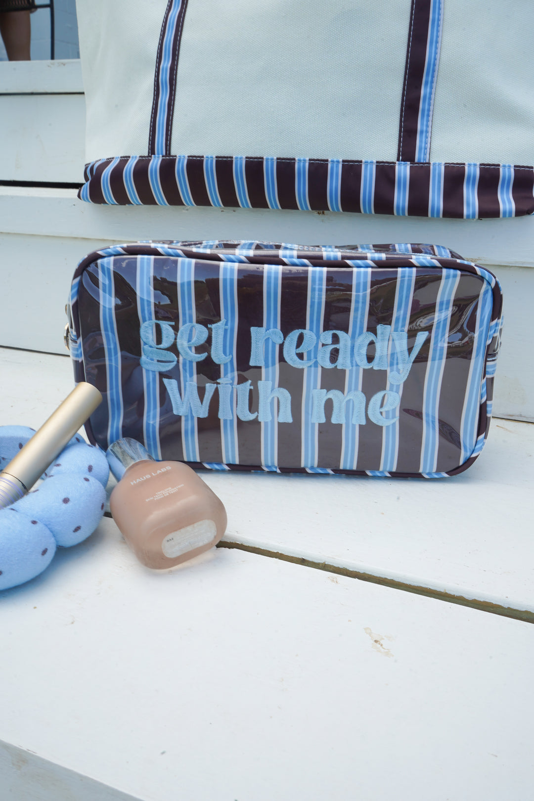 Get Ready With Me - Chocolate Stripes Large Bag