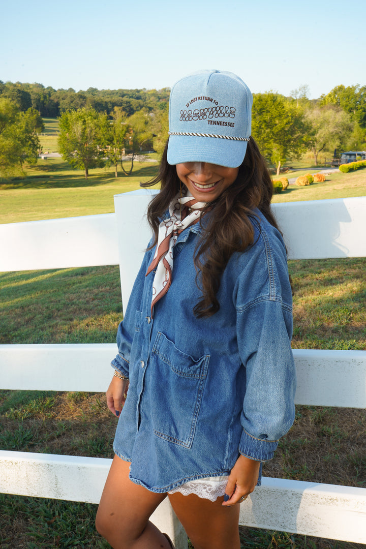 If Lost, Return to Nashville - Denim Trucker Hat