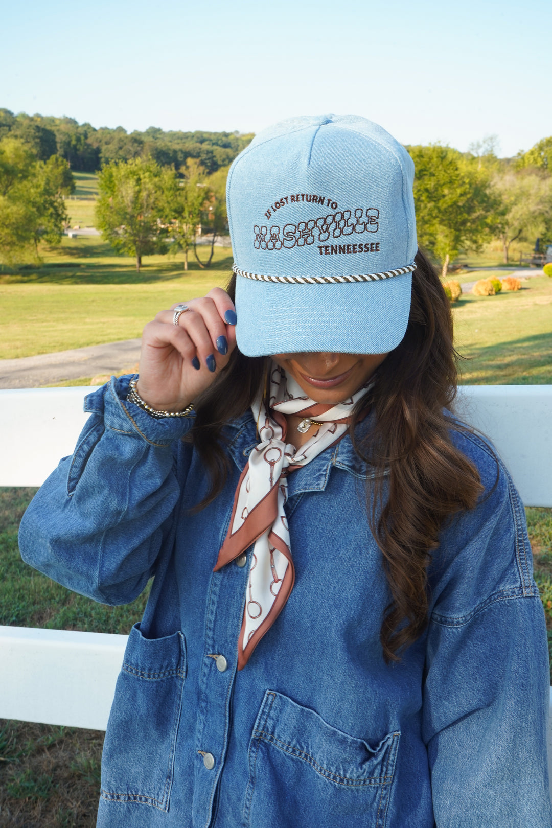 If Lost, Return to Nashville - Denim Trucker Hat
