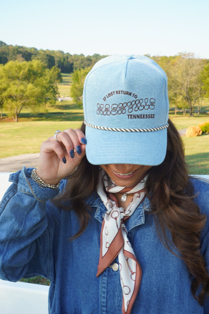 If Lost, Return to Nashville - Denim Trucker Hat