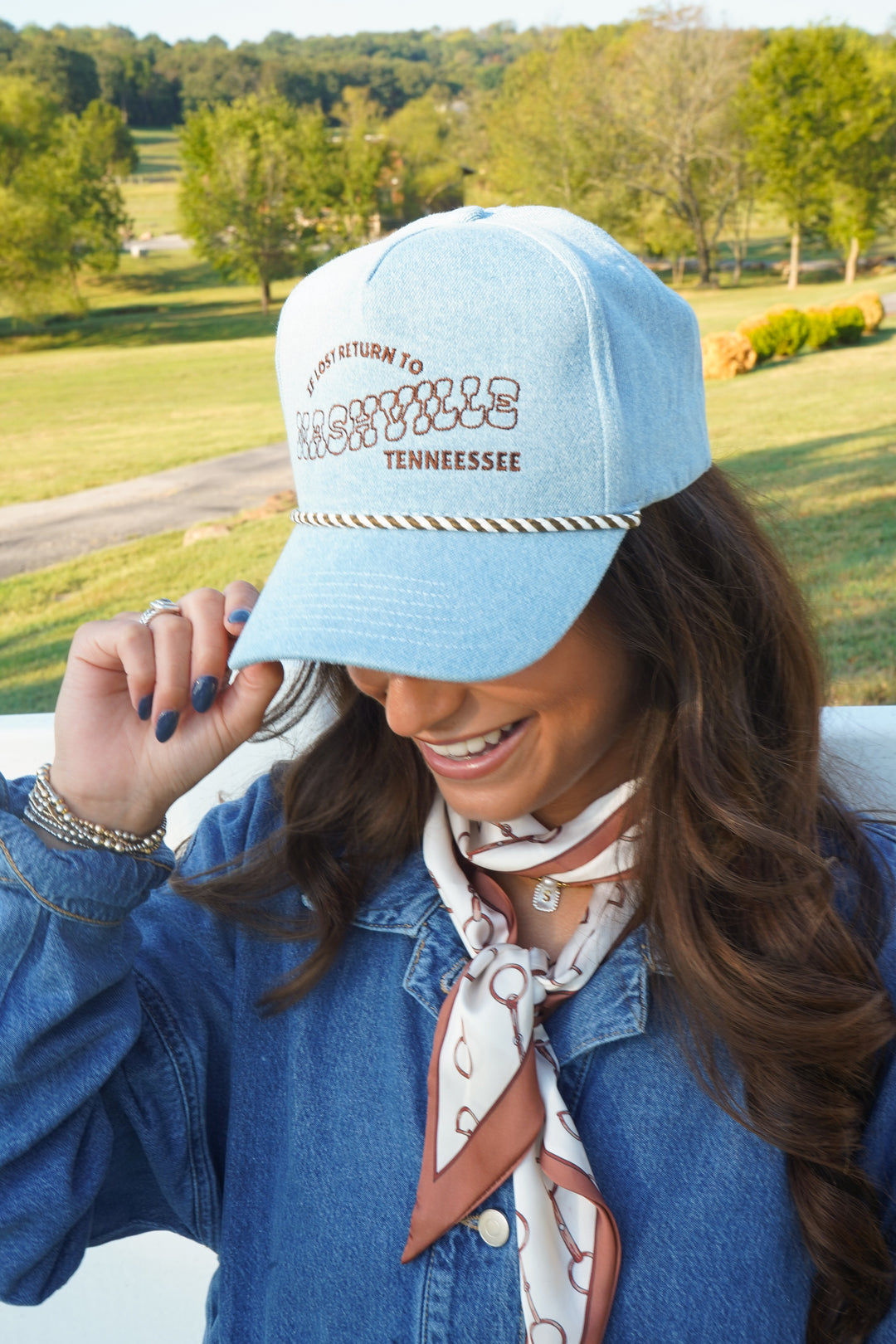 If Lost, Return to Nashville - Denim Trucker Hat