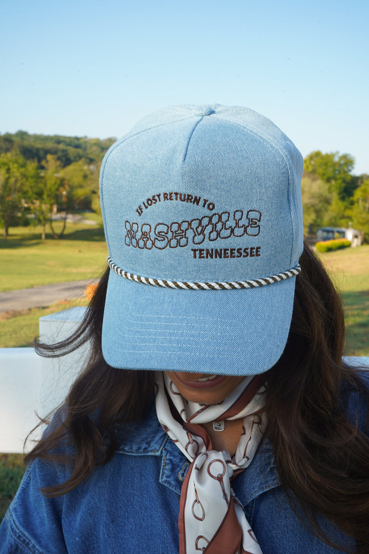 If Lost, Return to Nashville - Denim Trucker Hat