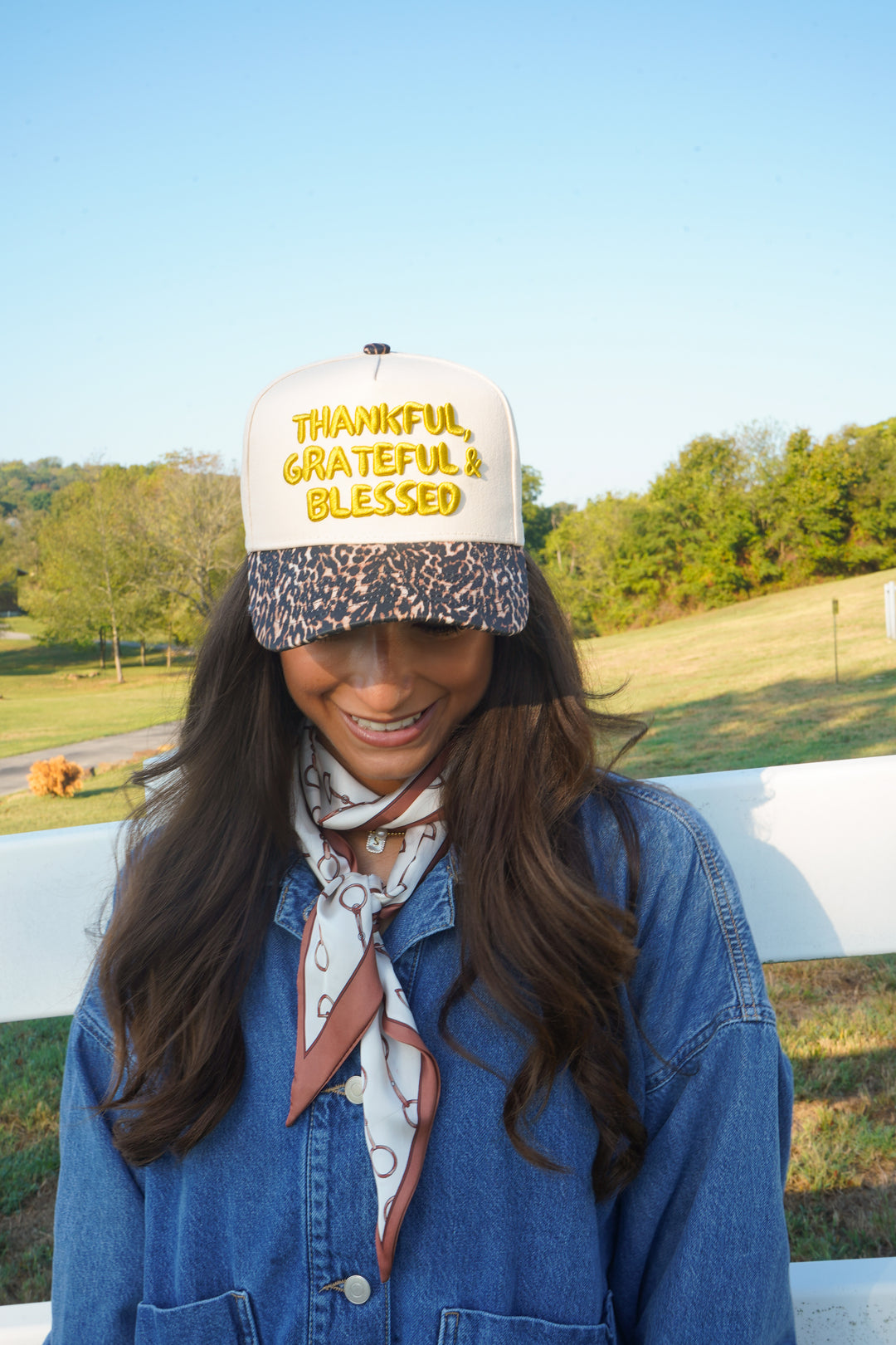 Thankful, Grateful &amp; Blessed - Leopard Trucker Hat