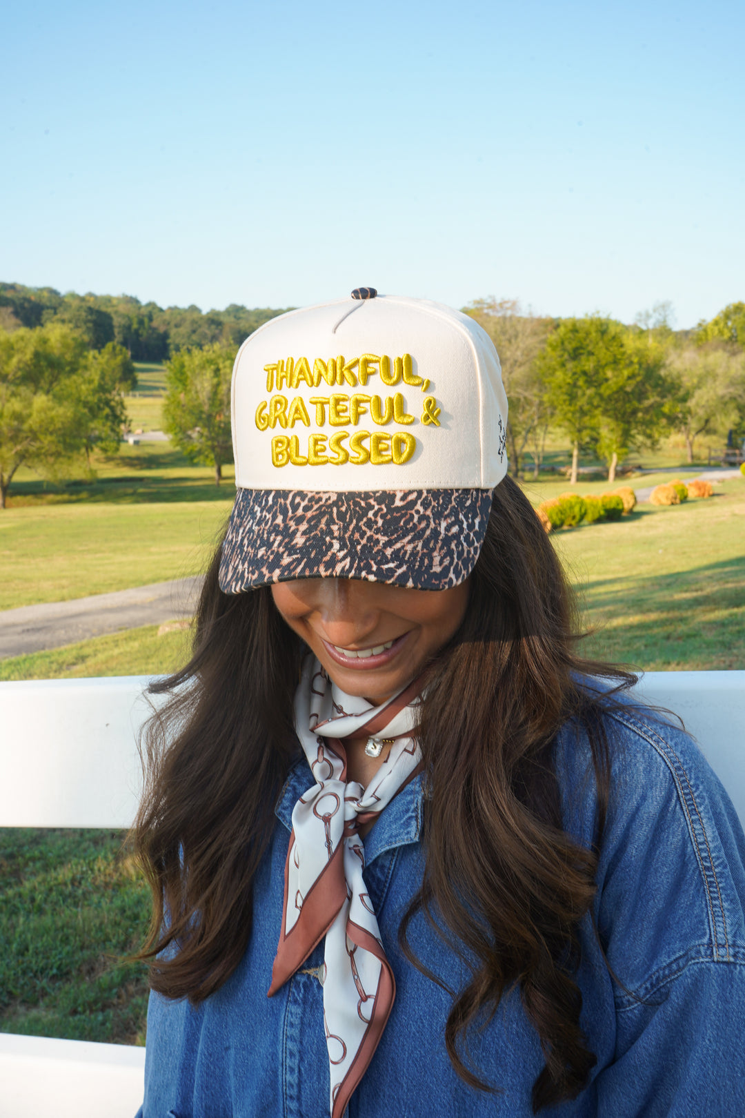 Thankful, Grateful &amp; Blessed - Leopard Trucker Hat