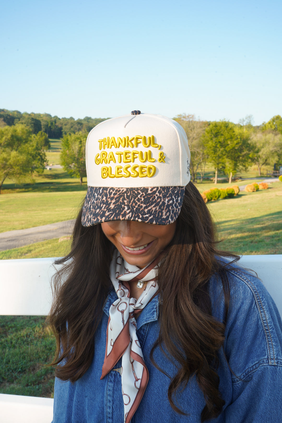Thankful, Grateful &amp; Blessed - Leopard Trucker Hat