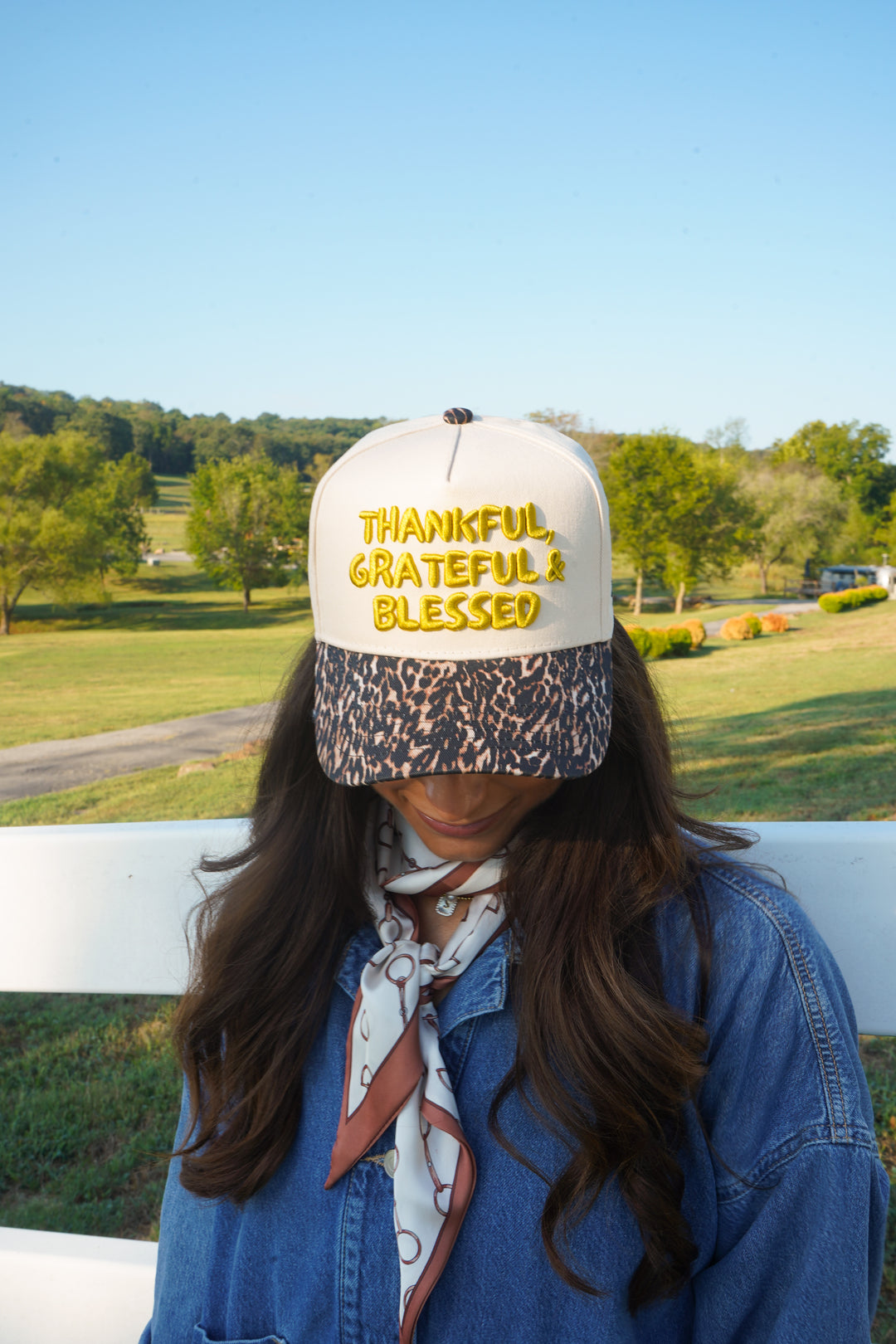 Thankful, Grateful &amp; Blessed - Leopard Trucker Hat