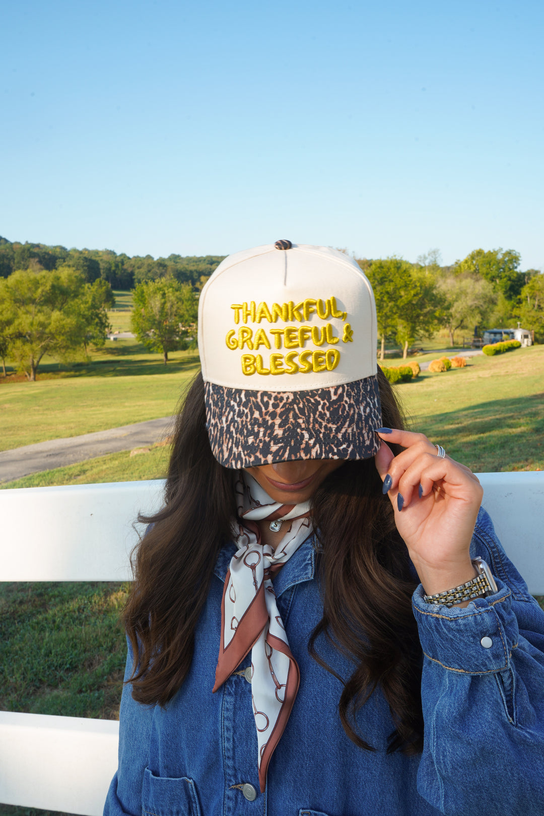 Thankful, Grateful &amp; Blessed - Leopard Trucker Hat
