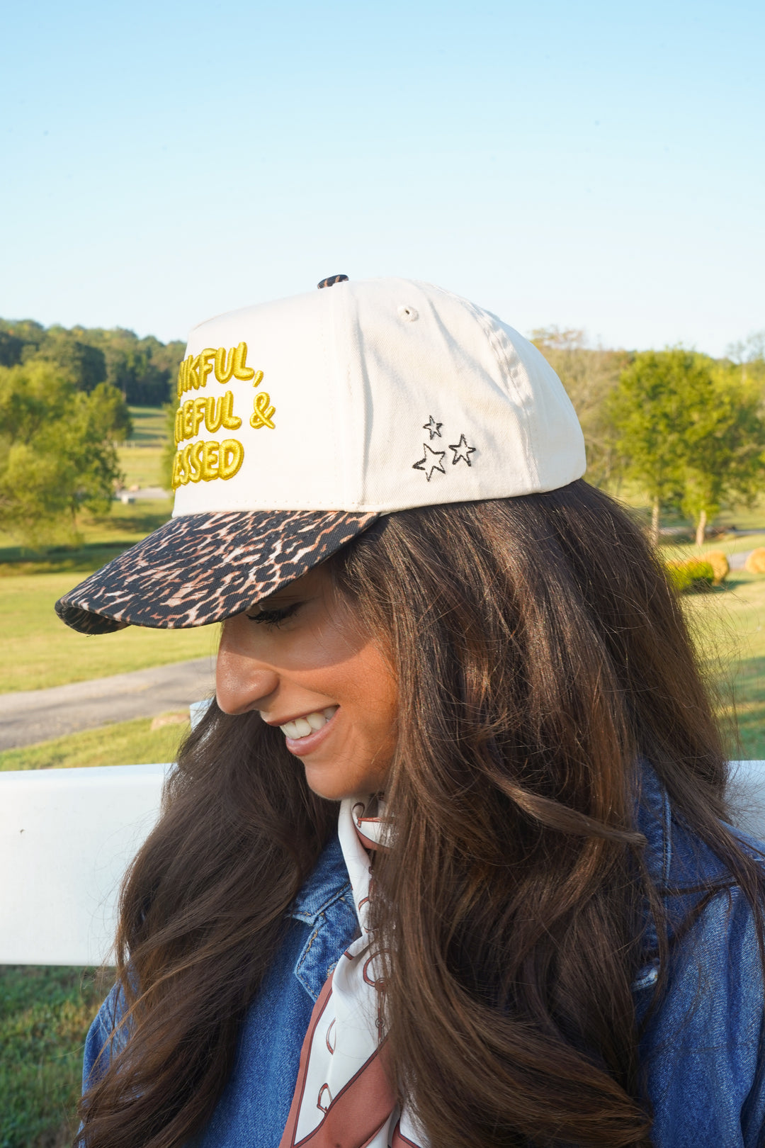 Thankful, Grateful &amp; Blessed - Leopard Trucker Hat