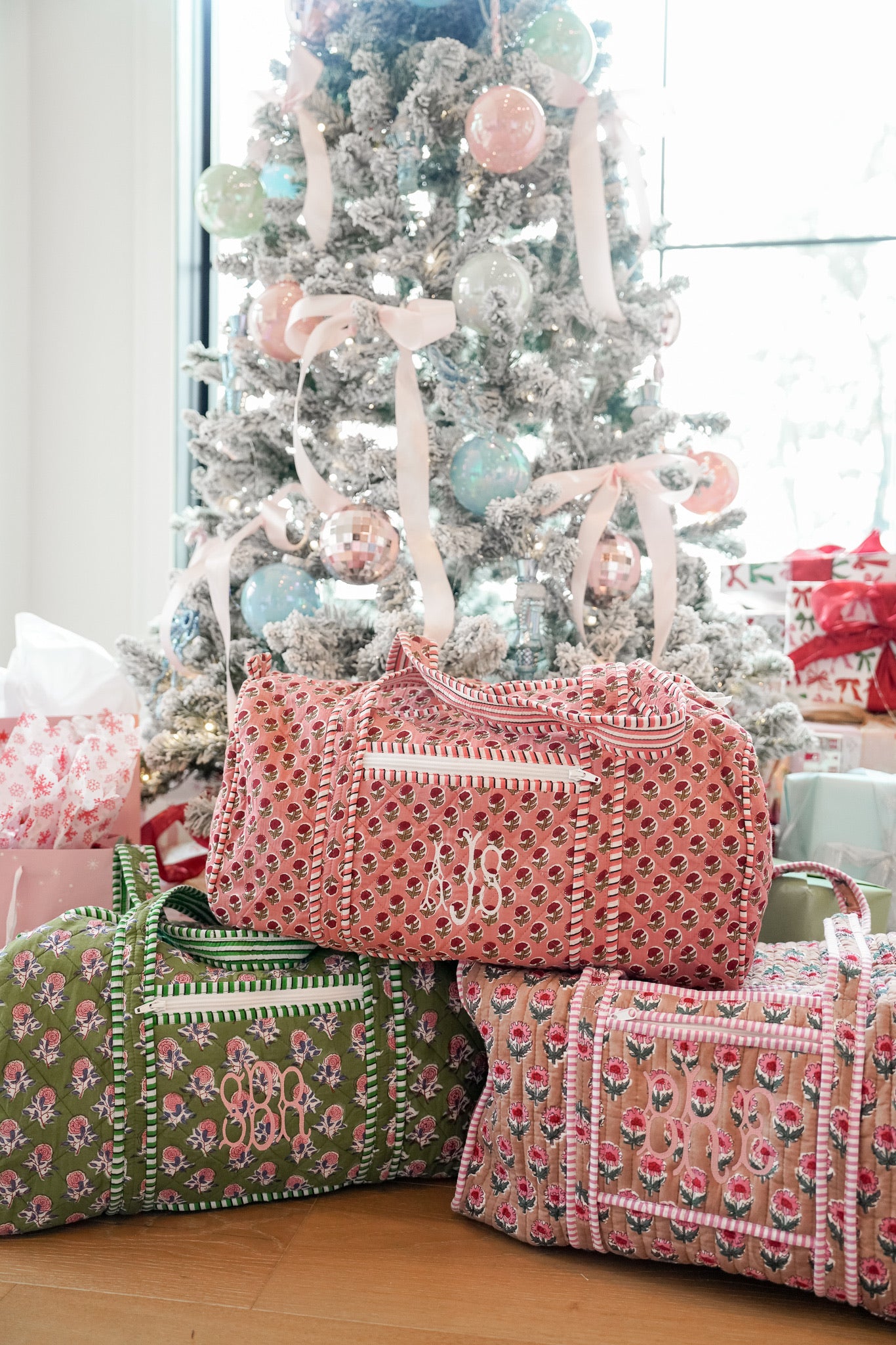 Quilted Block-Print Duffel Bag