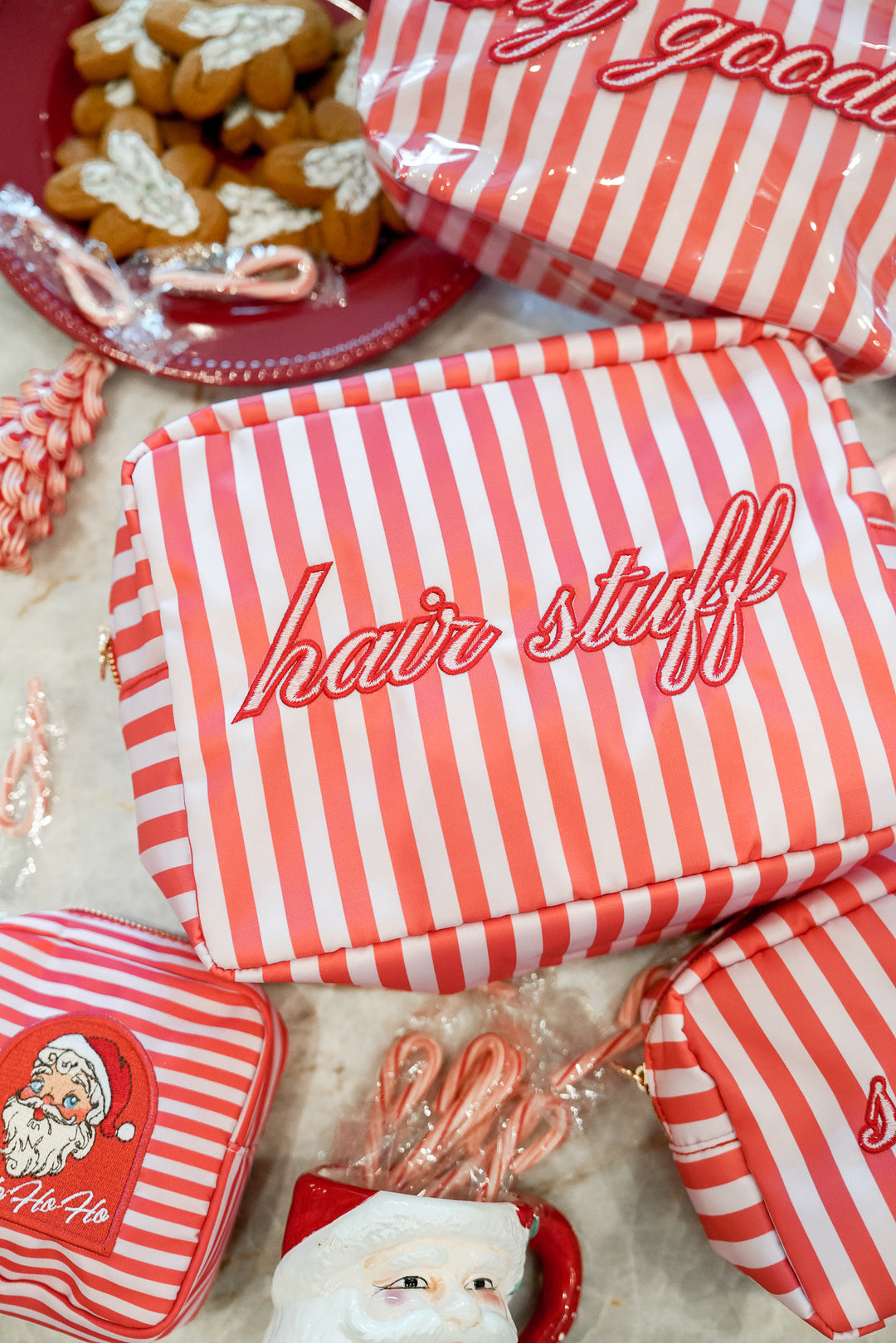 Hair Stuff - Pink &amp; Red Stripes XL Bag