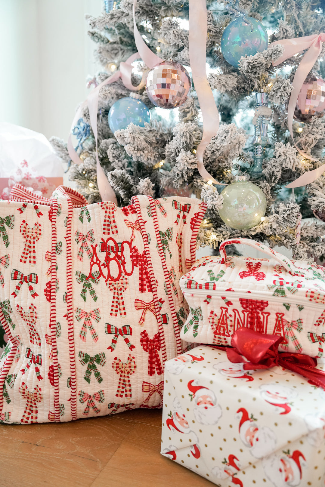 Quilted Block-Print Tote - Holiday Collection
